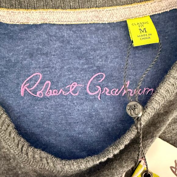 Robert Graham Long Sleeve Crew Neck T-Shirt RIFSTONE Black Grey M - Picture 3 of 6